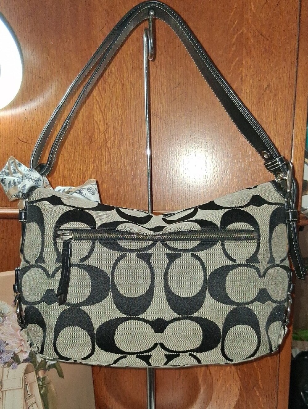 Coach Y2K Signature C Turnlock Flap Shoulder Bag Black & Gray #15171 EUC - Picture 7 of 11